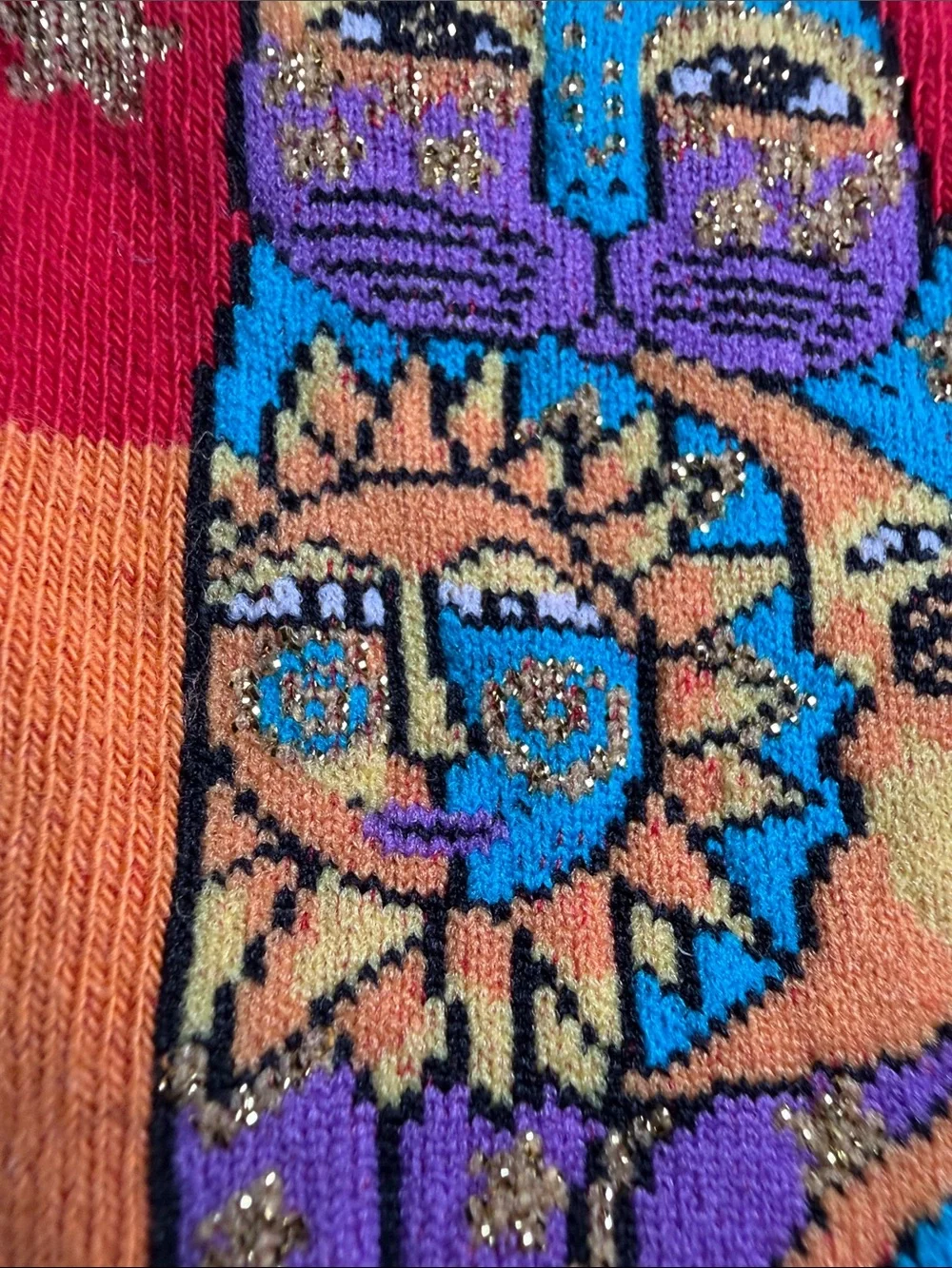 Laurel Burch Vintage Cat Sun Moon Crew Socks Designer Whimsical Stars Boho